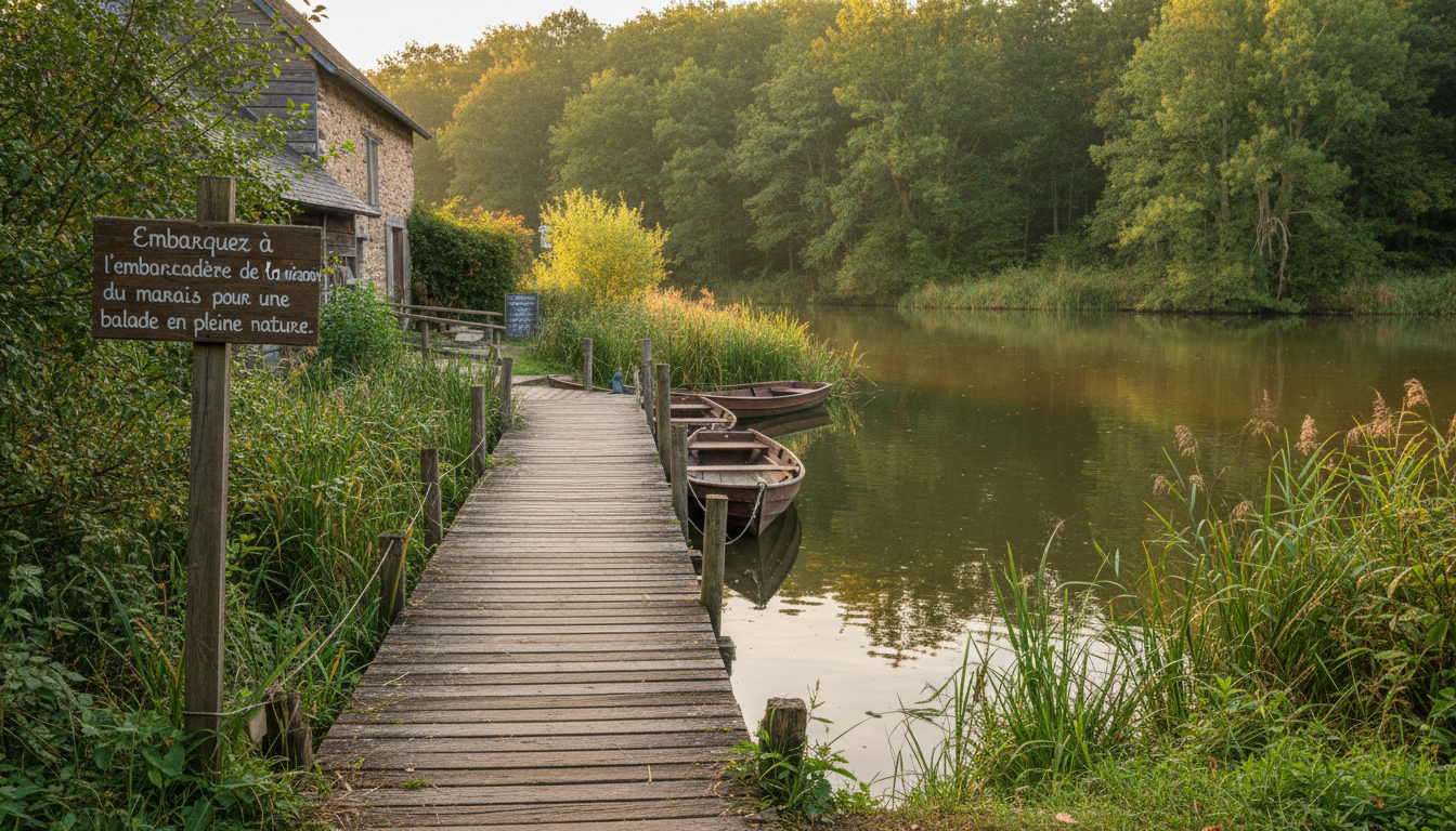 partez depuis l’embarcadère de la maison du marais pour une balade immersive en pleine nature, idéale pour découvrir la faune et la flore locales.